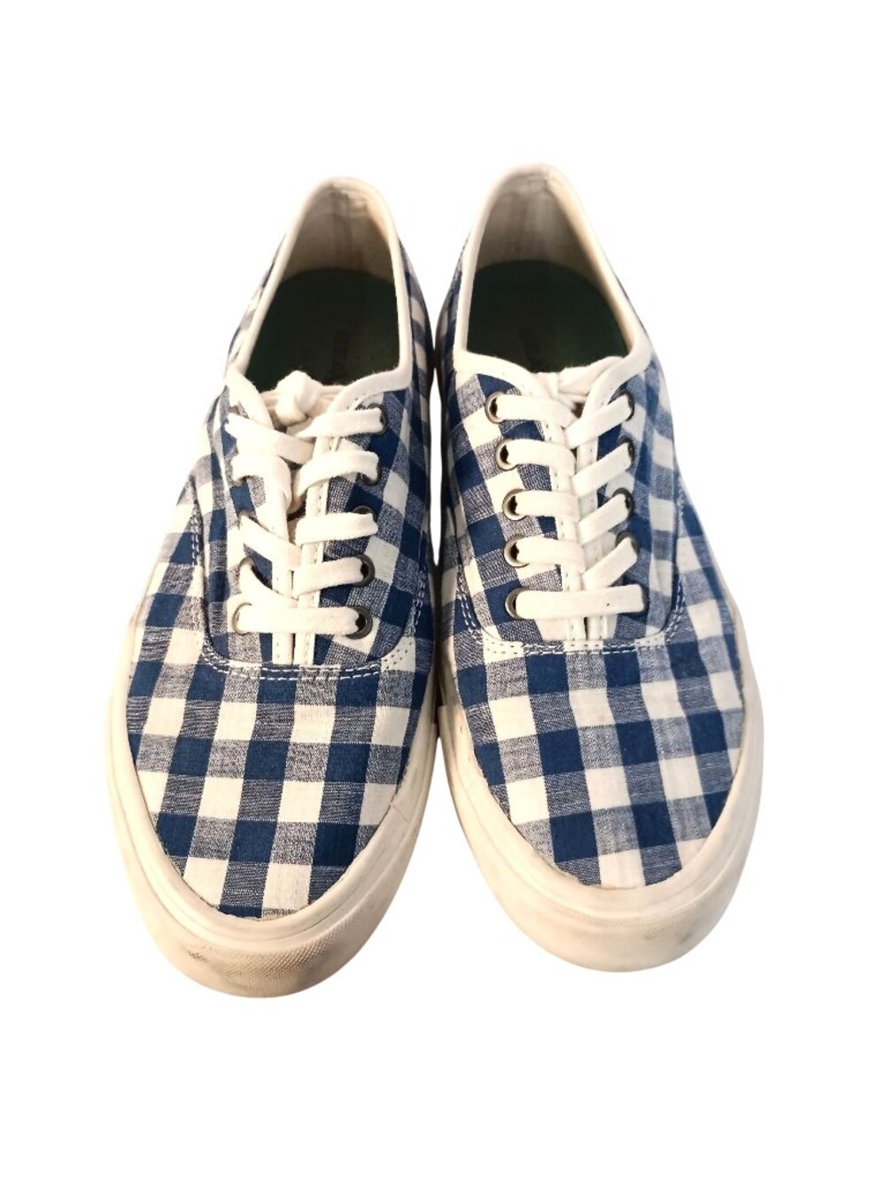 J.Crew x SeaVees Legend Sneakers Women's Size 8 Blue White Gingham Check Lace Up
